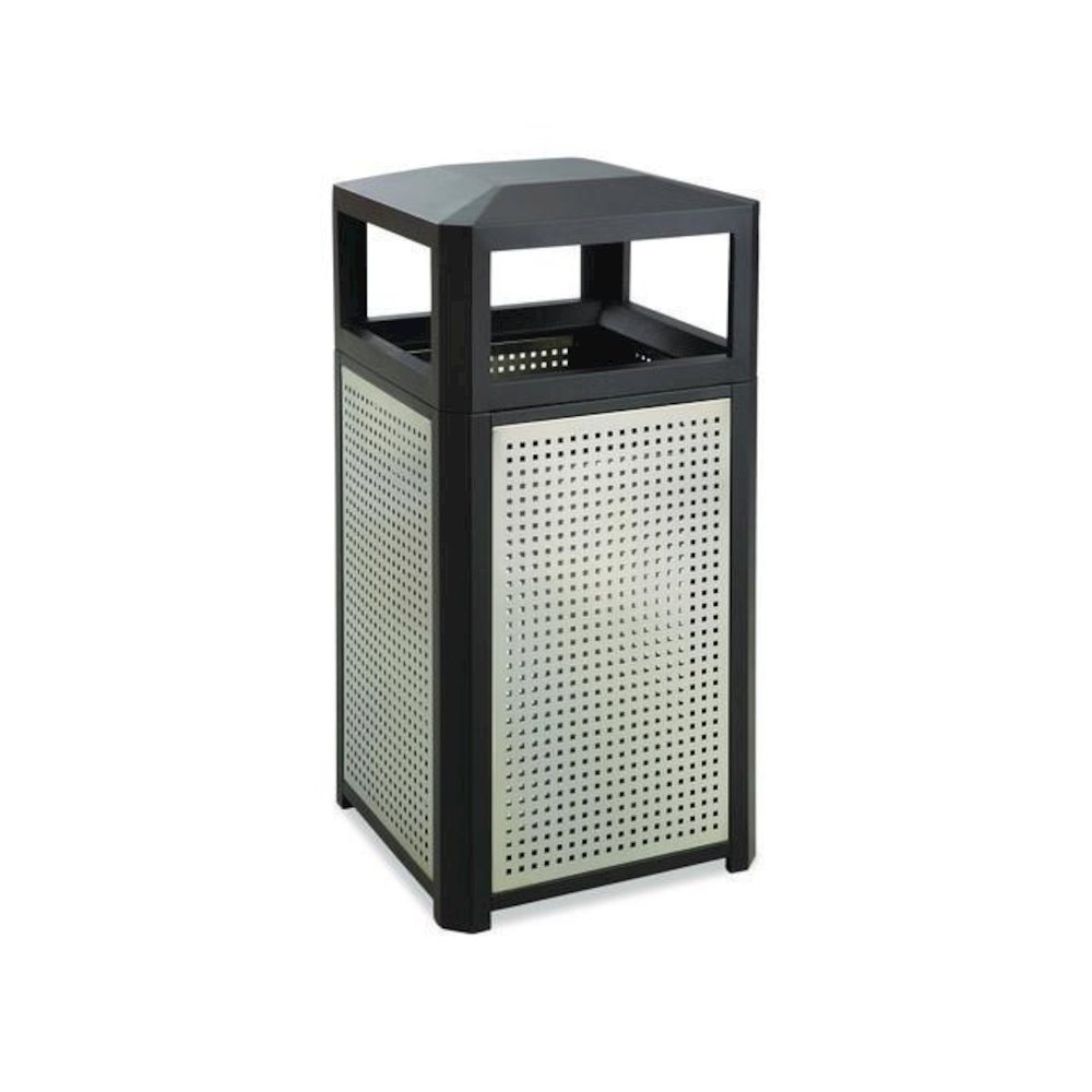 Evos Series Steel Waste Container, 15 gal, Steel, Black. Picture 1
