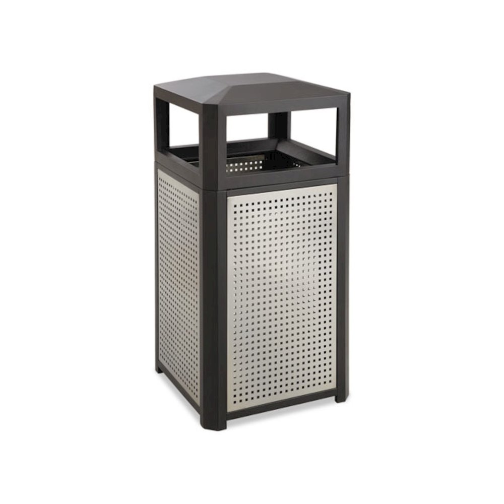 Evos Series Steel Waste Container, 38 gal., Steel, Black. Picture 1