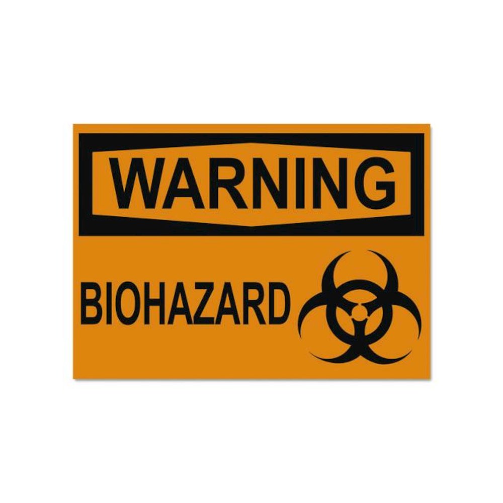 OSHA Safety Signs, WARNING BIOHAZARD, Orange/Black, 10 x 14. Picture 1