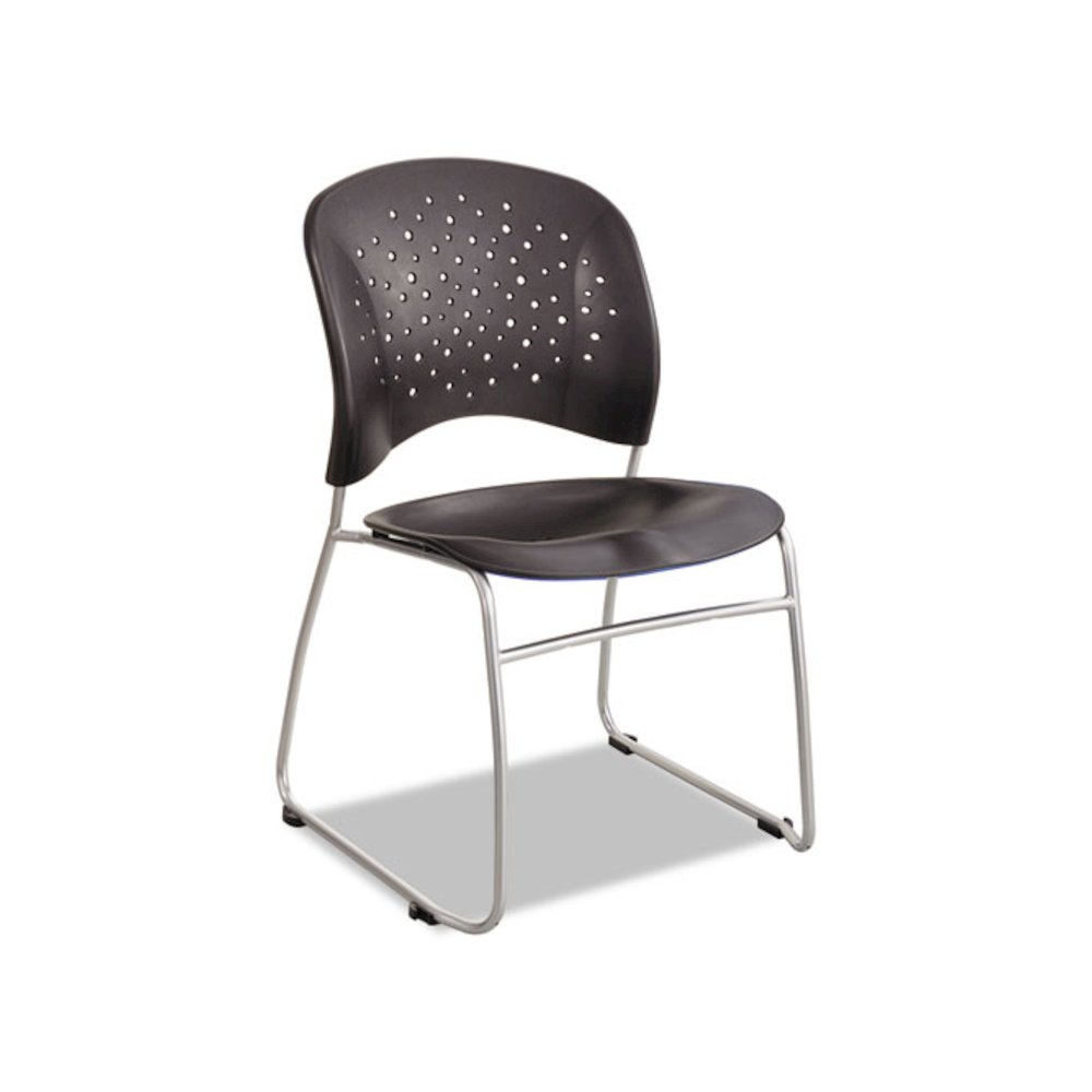 Reve Guest Chair with Sled Base, 19.75" x 23.5" x 33.5", Black Seat, Black Back, Silver Base, 2/Carton. Picture 1