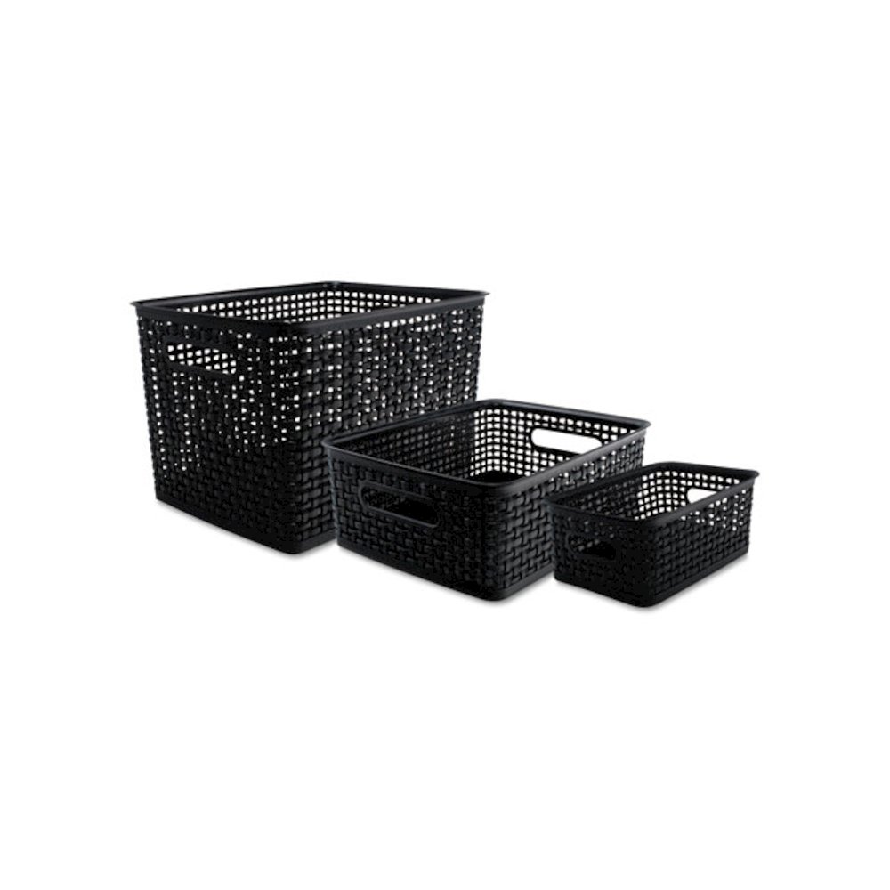 Weave Bins, 13.63 x 10.75 x 9, Black, 3/Pack. Picture 1
