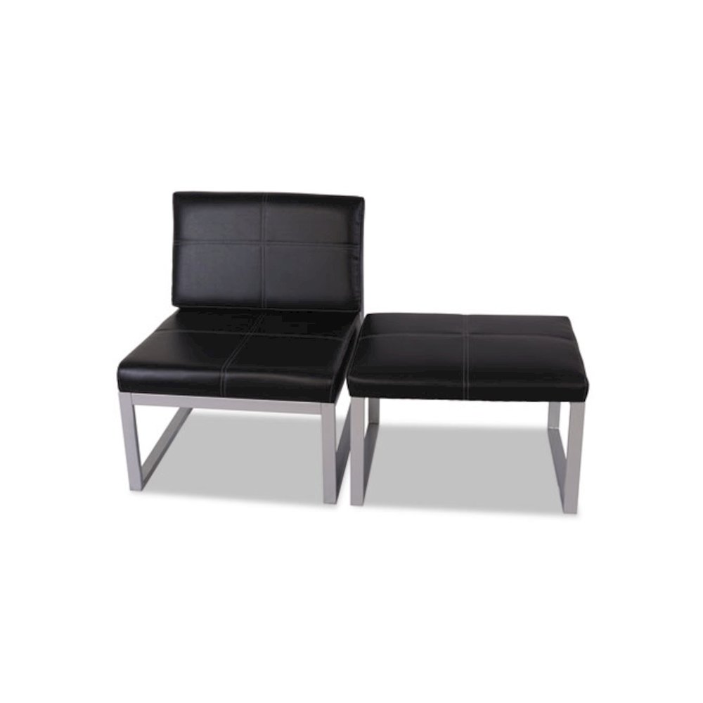 Alera Ispara Series Armless Chair, 26.57" x 30.71" x 31.1", Black Seat, Black Back, Silver Base. Picture 5
