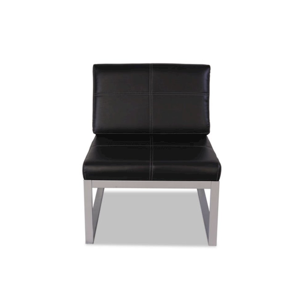 Alera Ispara Series Armless Chair, 26.57" x 30.71" x 31.1", Black Seat, Black Back, Silver Base. Picture 4
