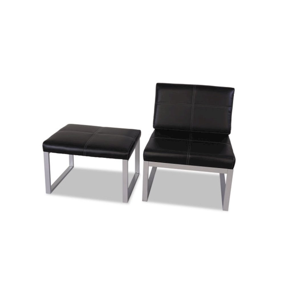 Alera Ispara Series Armless Chair, 26.57" x 30.71" x 31.1", Black Seat, Black Back, Silver Base. Picture 6
