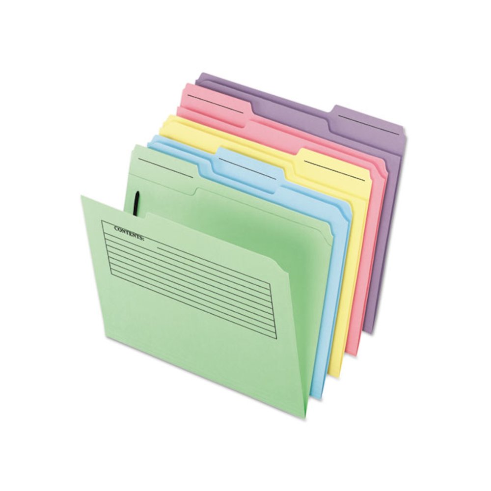 Printed Notes Fastener Folder, 1/3-Cut Tab: Assorted, 1 Fastener, Letter Size, Assorted, 30/Pack. Picture 1