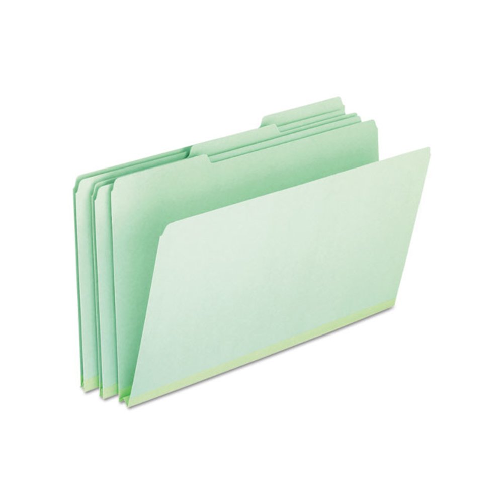 Pressboard Expanding File Folders, 1/3-Cut Tabs: Assorted, Legal Size, 1" Expansion, Green, 25/Box. Picture 1