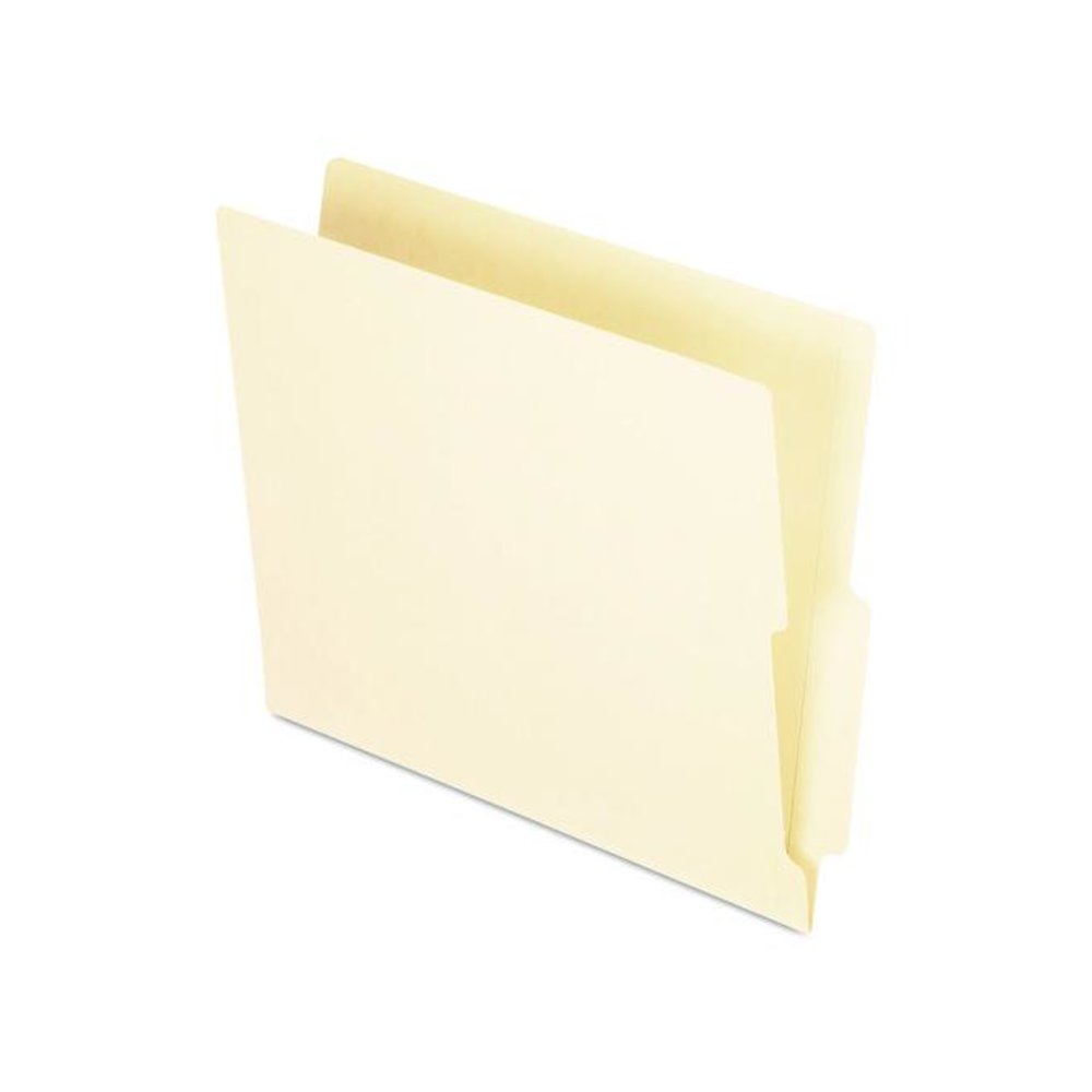 Manila End Tab Folders, 9.5" High Front, Straight 2-Ply Tabs, Letter Size, Manila, 100/Box. Picture 1