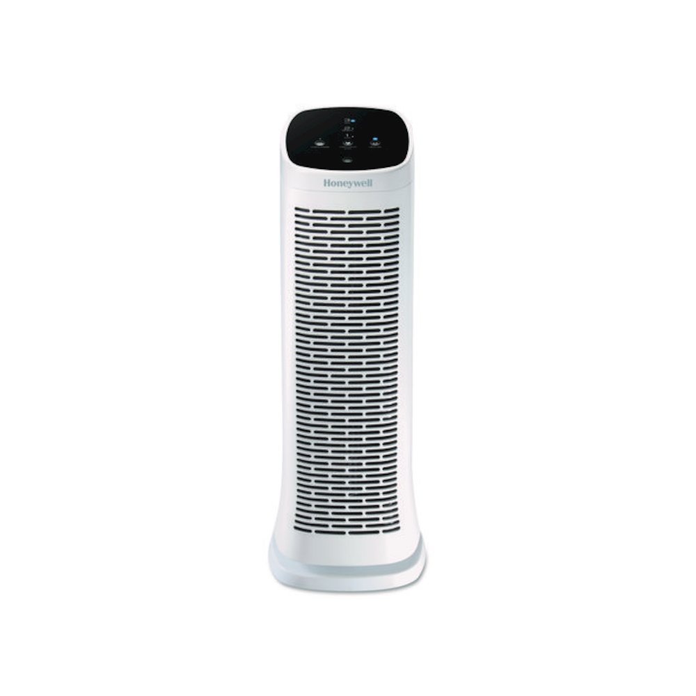 Air Genius 3 Oscillating Tower Air Purifier with Permanent Washable Filter, 225 sq ft Room Capacity, White. Picture 1