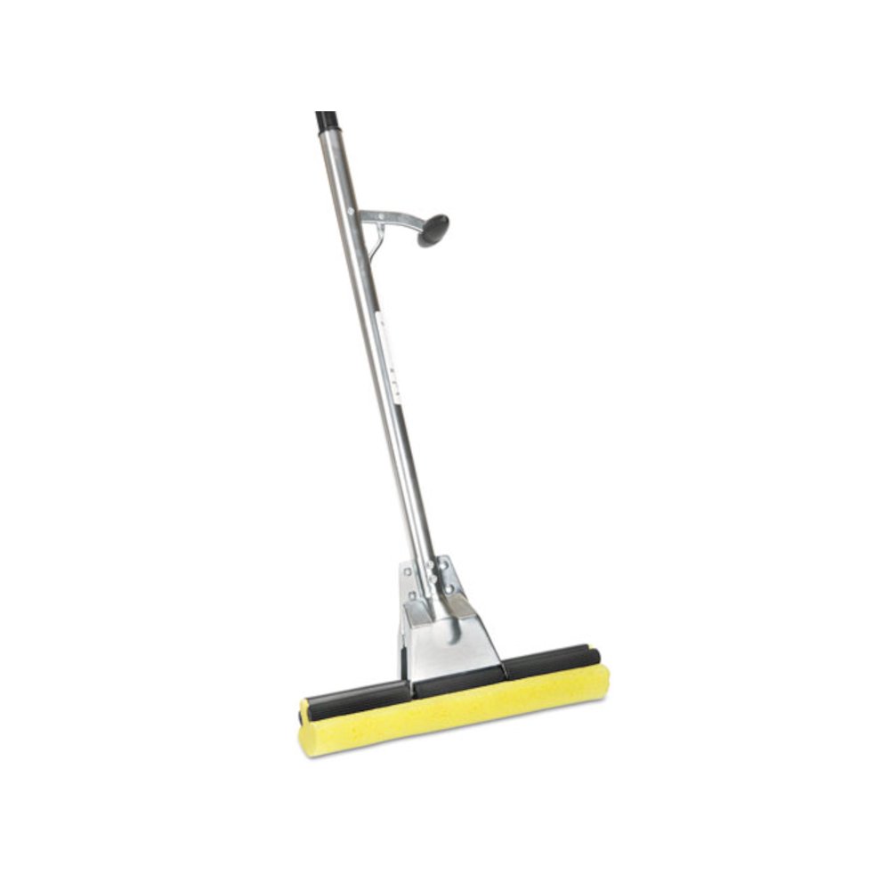 7920013837799, SKILCRAFT Industrial Steel Mop, 12" Yellow Cellulose Head, 52" Sliver Steel Handle. Picture 1