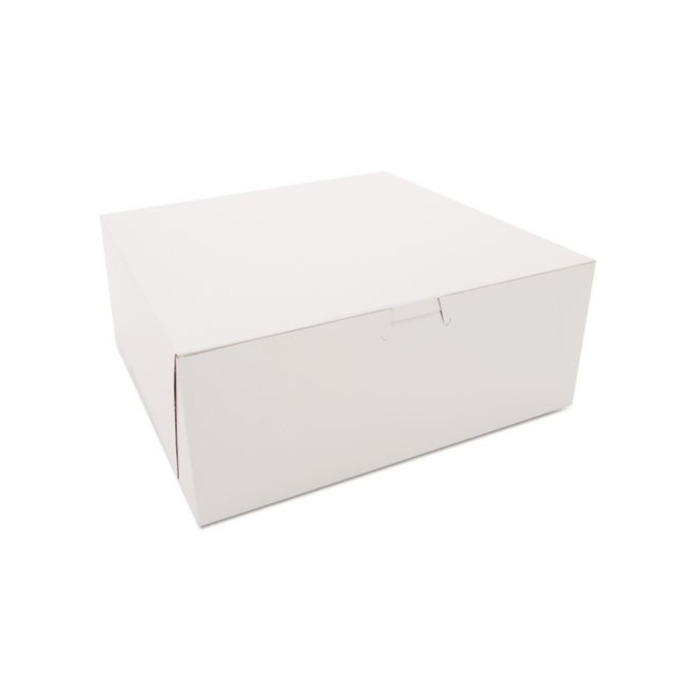 White One-Piece Non-Window Bakery Boxes, 10 x 10 x 4, White, Paper, 100/Carton. Picture 1