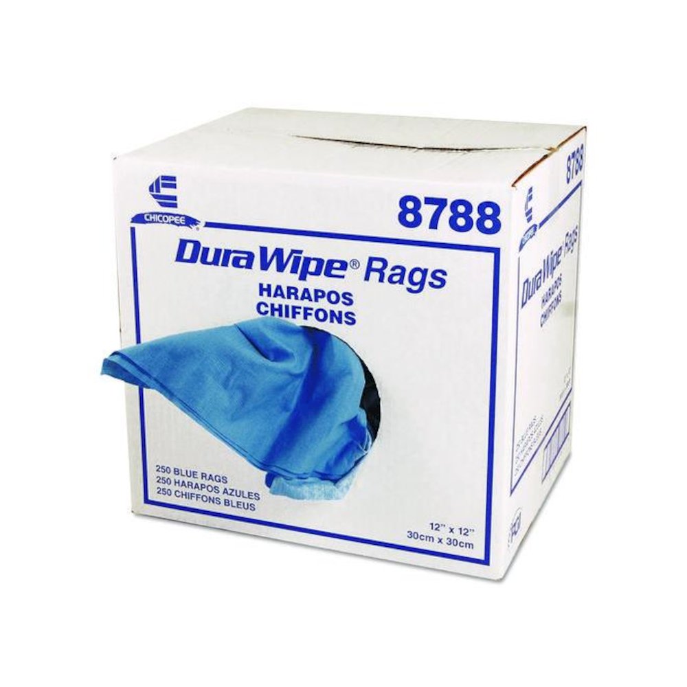 DuraWipe General Purpose Towels, 1-Ply, 12 x 12, Unscented, Blue, 250/Carton. Picture 1