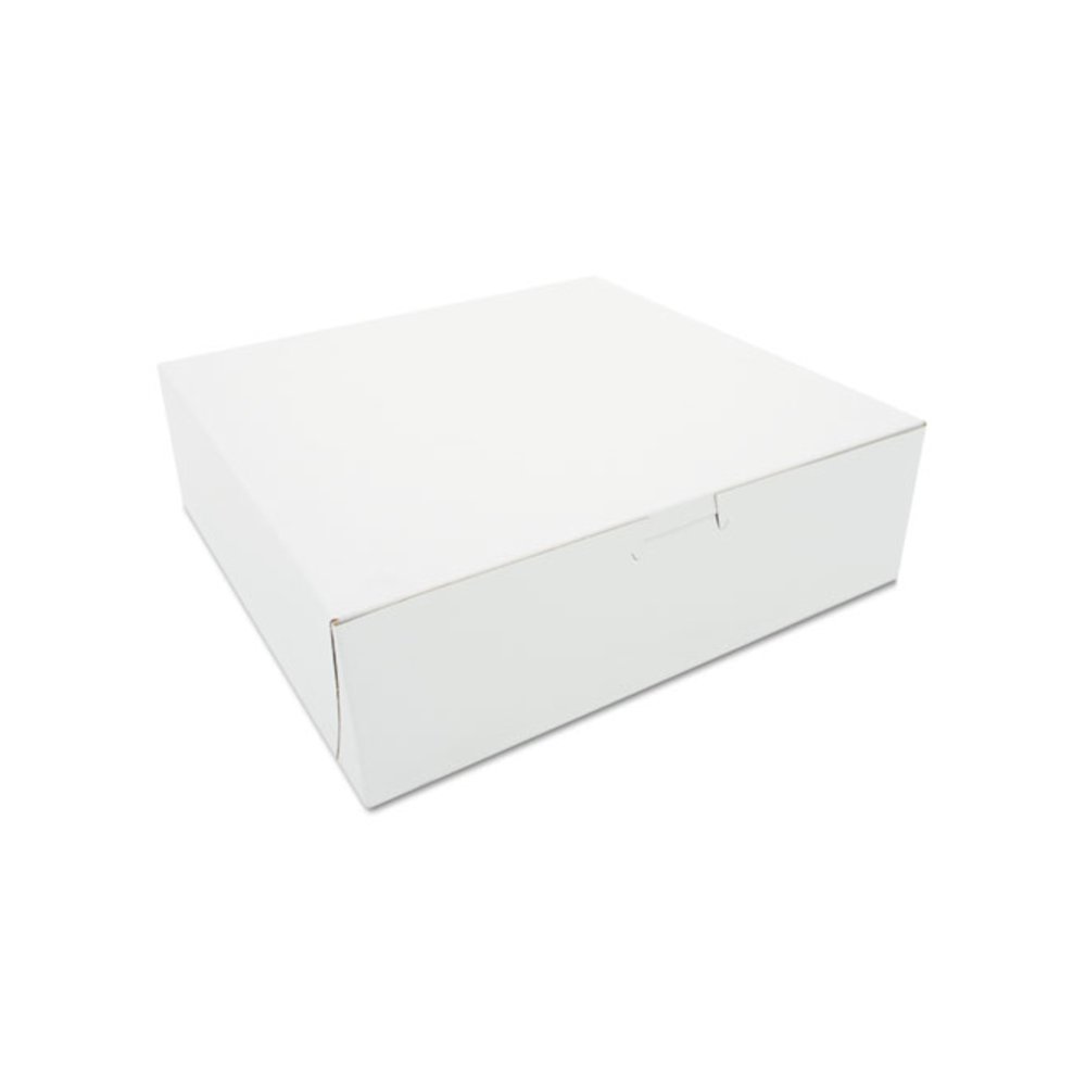 White One-Piece Non-Window Bakery Boxes, 10 x 10 x 3, White, Paper, 200/Carton. Picture 1