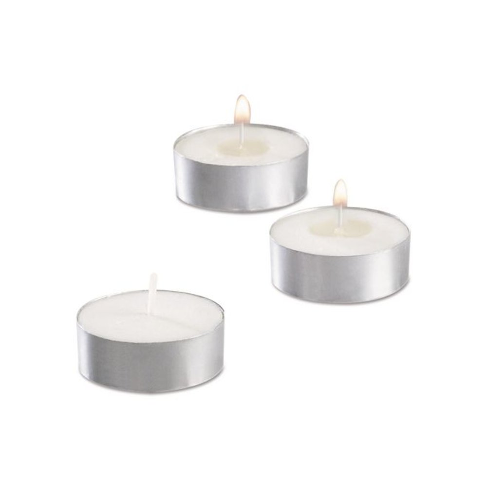 Tealight Candle, 5 Hour Burn, 0.5"h, White, 50/Pack, 10 Packs/Carton. Picture 1