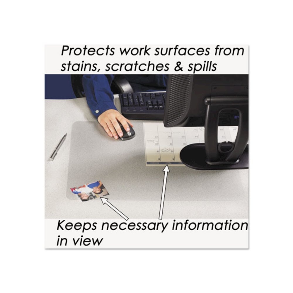 KrystalView Desk Pad with Antimicrobial Protection, Glossy Finish, 24" x 19", Clear. Picture 4