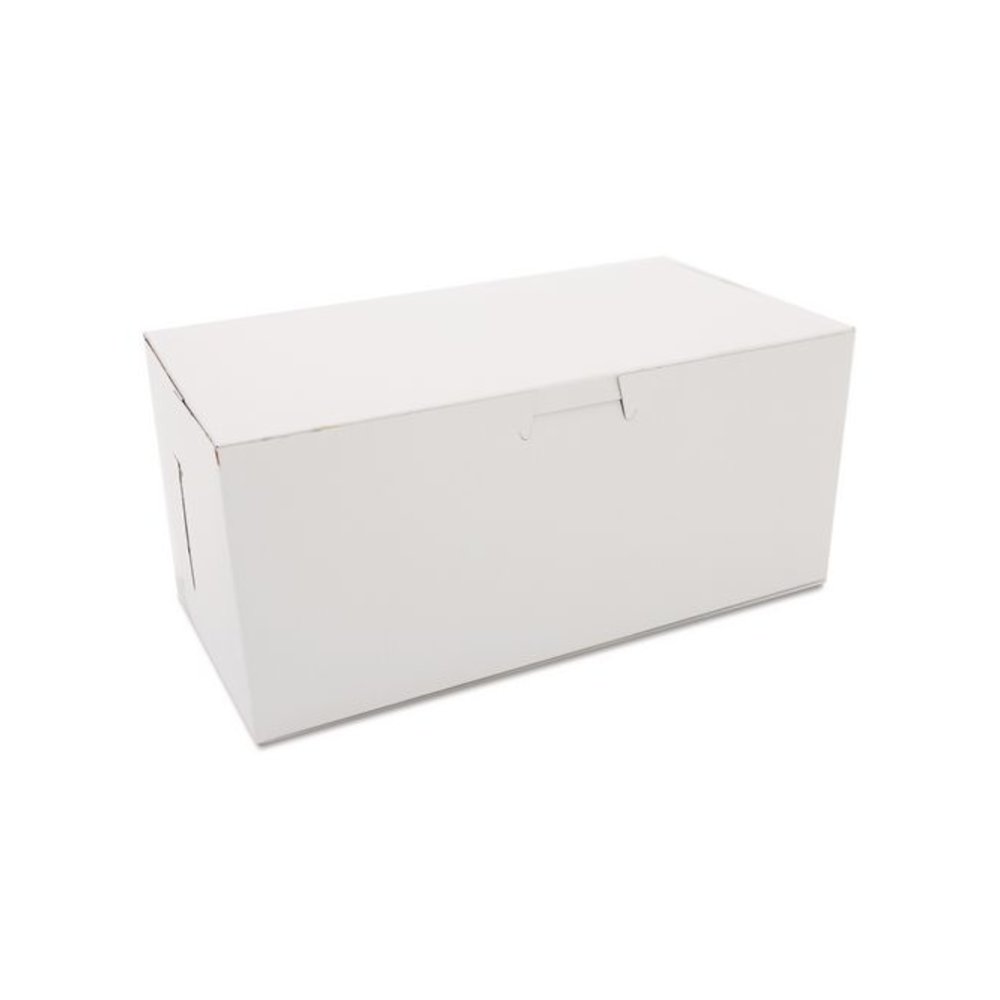 White One-Piece Non-Window Bakery Boxes, 4 x 9 x 5, White, Paper, 250/Carton. Picture 1
