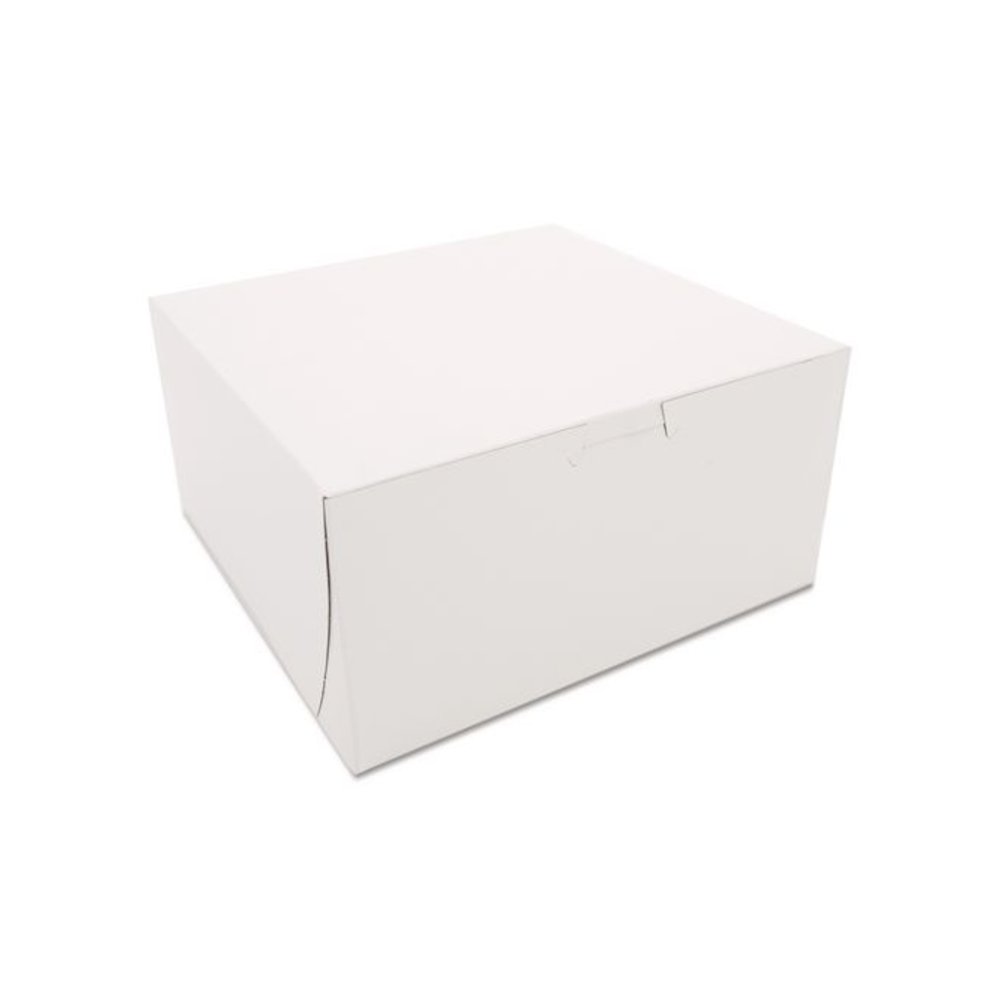 White One-Piece Non-Window Bakery Boxes, 8 x 8 x 4, White, Paper, 250/Carton. Picture 1