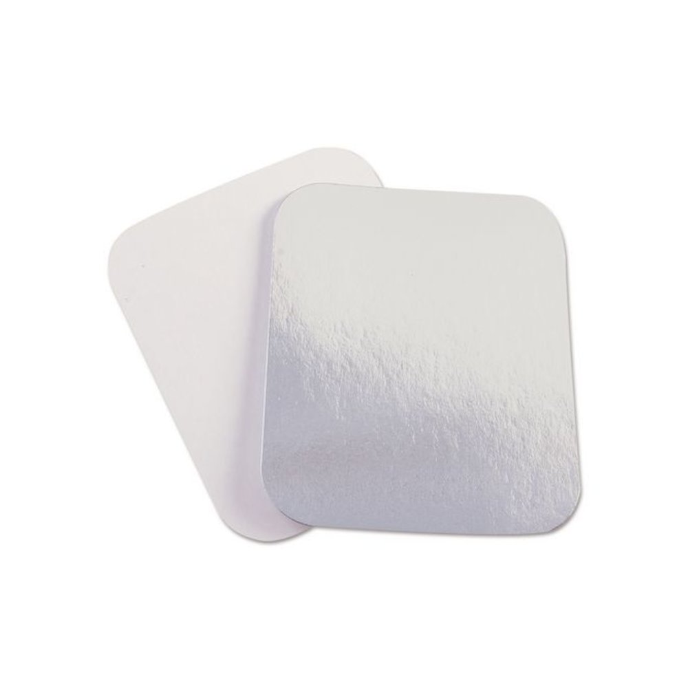 Laminated Board Lid, 7 x 5, Silver/White, Aluminum, 500/Carton. Picture 1