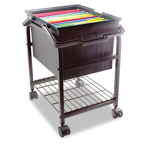 Heavy-Duty File Shuttle, Metal, 1 Shelf, 17.13" x 14.25" x 20", Black. Picture 3