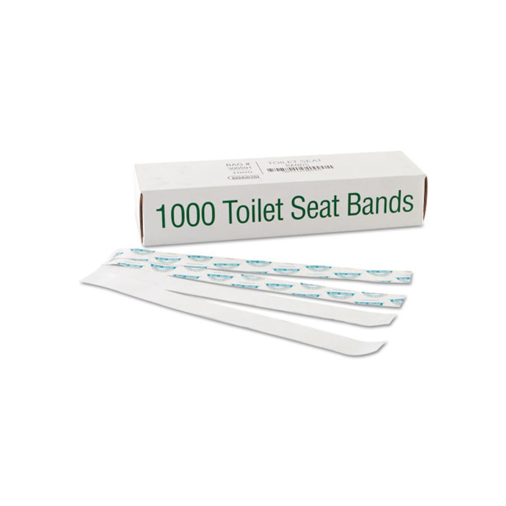 Sani/Shield Printed Toilet Seat Band, 16 x 1.5, Blue/White, 1,000/Carton. Picture 1