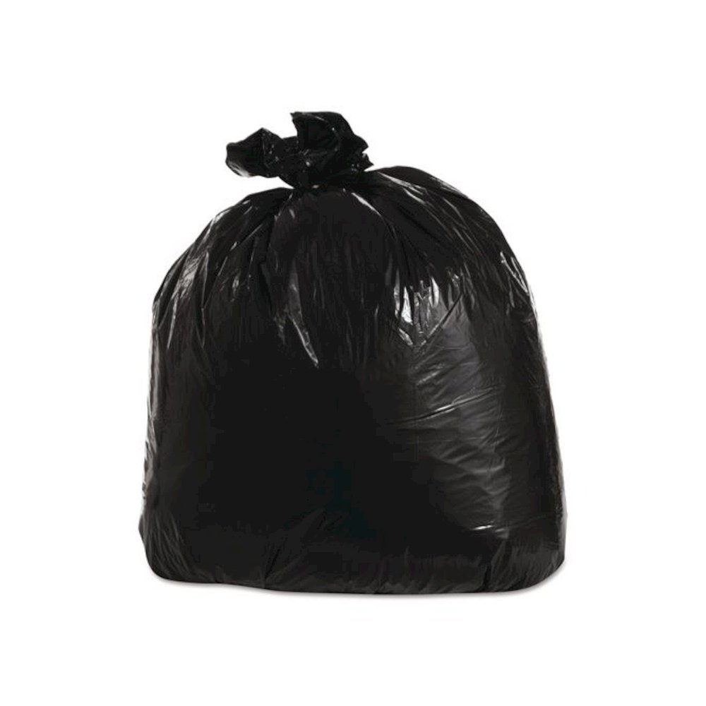 Low-Density Can Liners, 33 gal, 1.25 mil, 33" x 39", Black, Flat Pack, 100/Carton. Picture 1