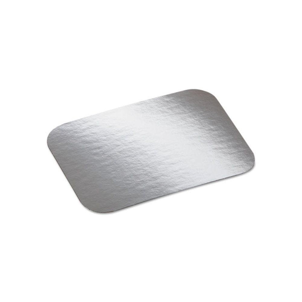 Laminated Board Lid, 7 x 5, Silver/White, Aluminum, 500/Carton. Picture 2