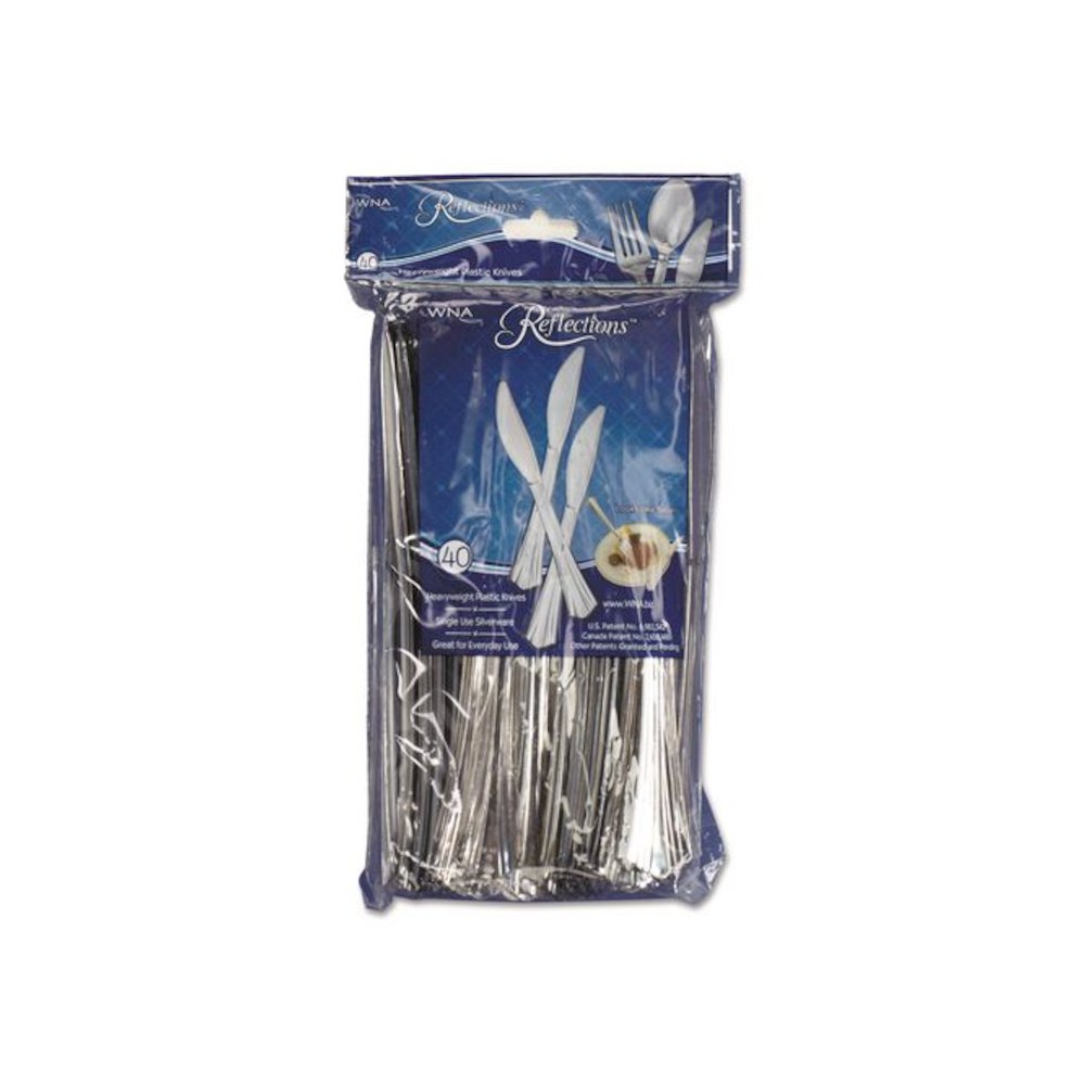 Reflections Heavyweight Plastic Utensils, Knife, Silver, 40/Pack. Picture 1