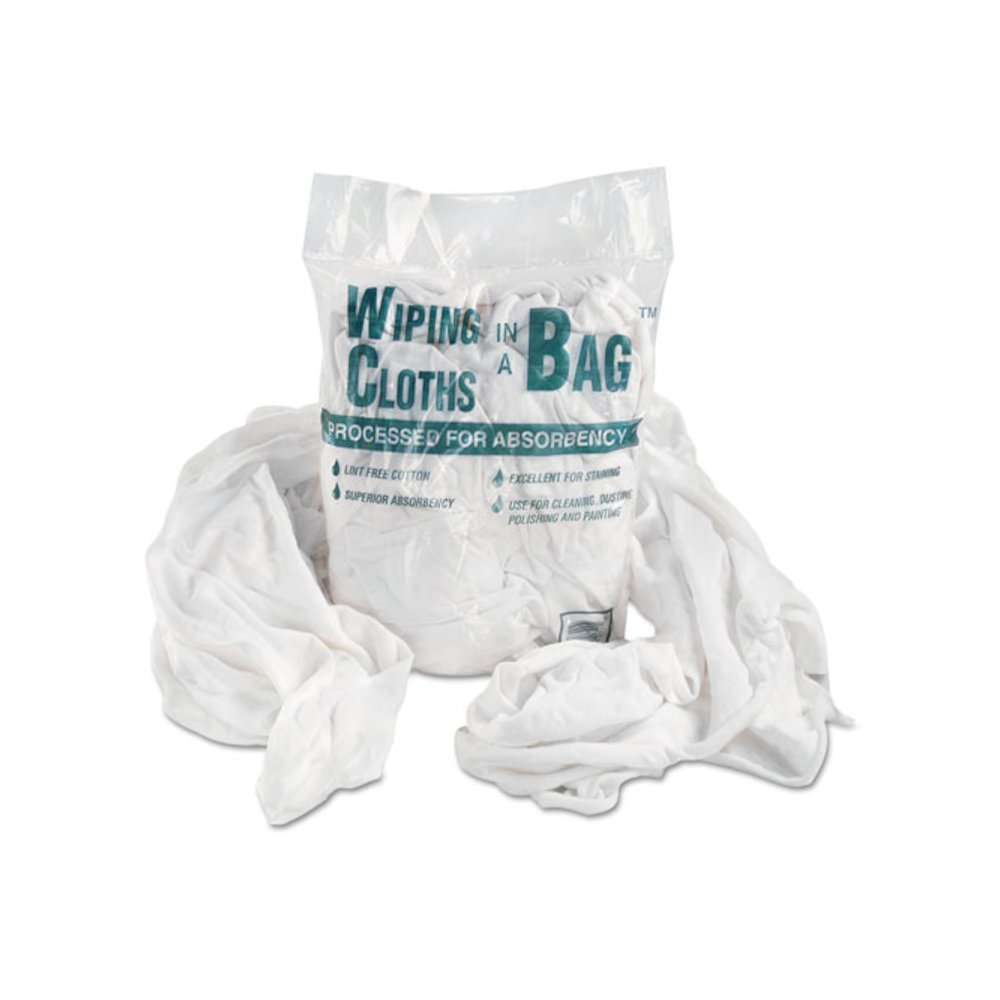 Bag-A-Rags Reusable Wiping Cloths, Cotton, White, 1 lb Pack. Picture 1