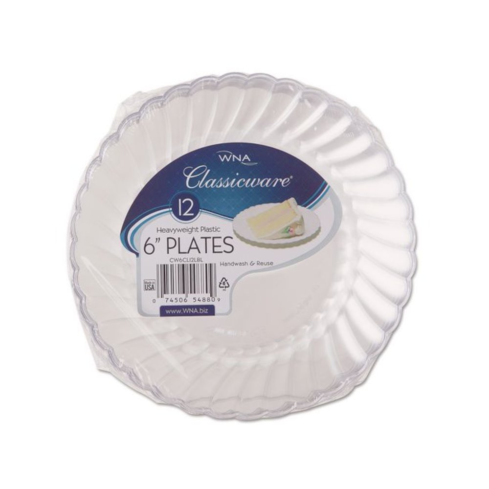 Classicware Plastic Plates, 6" dia, Clear, 12/Pack, 15 Packs/Carton. Picture 1