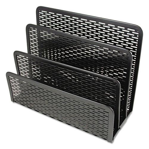 Urban Collection Punched Metal Letter Sorter, 3 Sections, DL to A6 Size Files, 6.5" x 3.25" x 5.5", Black. Picture 3