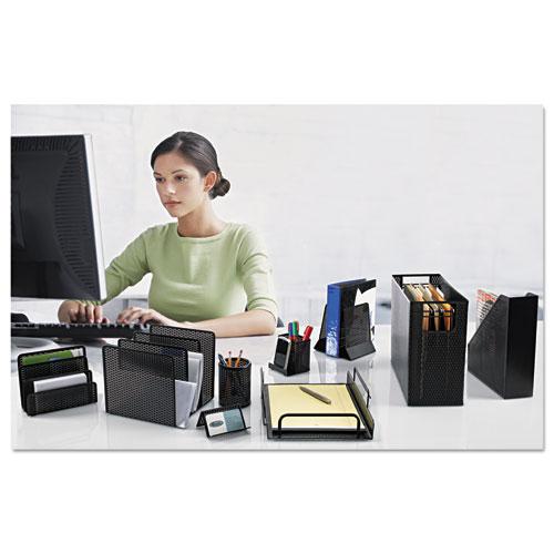 Urban Collection Punched Metal Letter Sorter, 3 Sections, DL to A6 Size Files, 6.5" x 3.25" x 5.5", Black. Picture 2