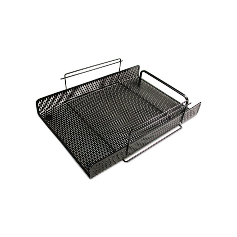 Urban Collection Punched Metal Letter Tray, 1 Section, Letter Size Files, 10" x 13.75" x 3.5", Black. Picture 2