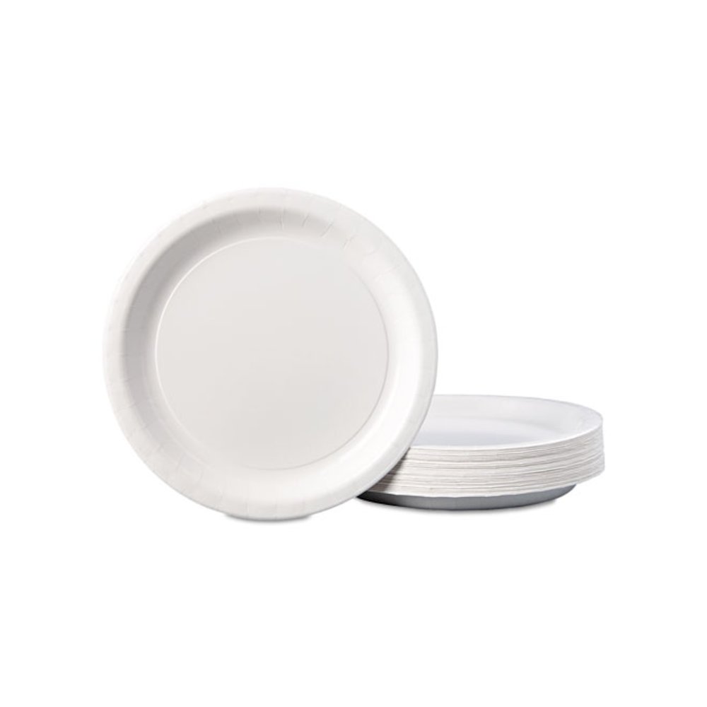 Coated Paper Dinnerware, Plate, 9" dia, White, 50/Pack, 10 Packs/Carton. Picture 7