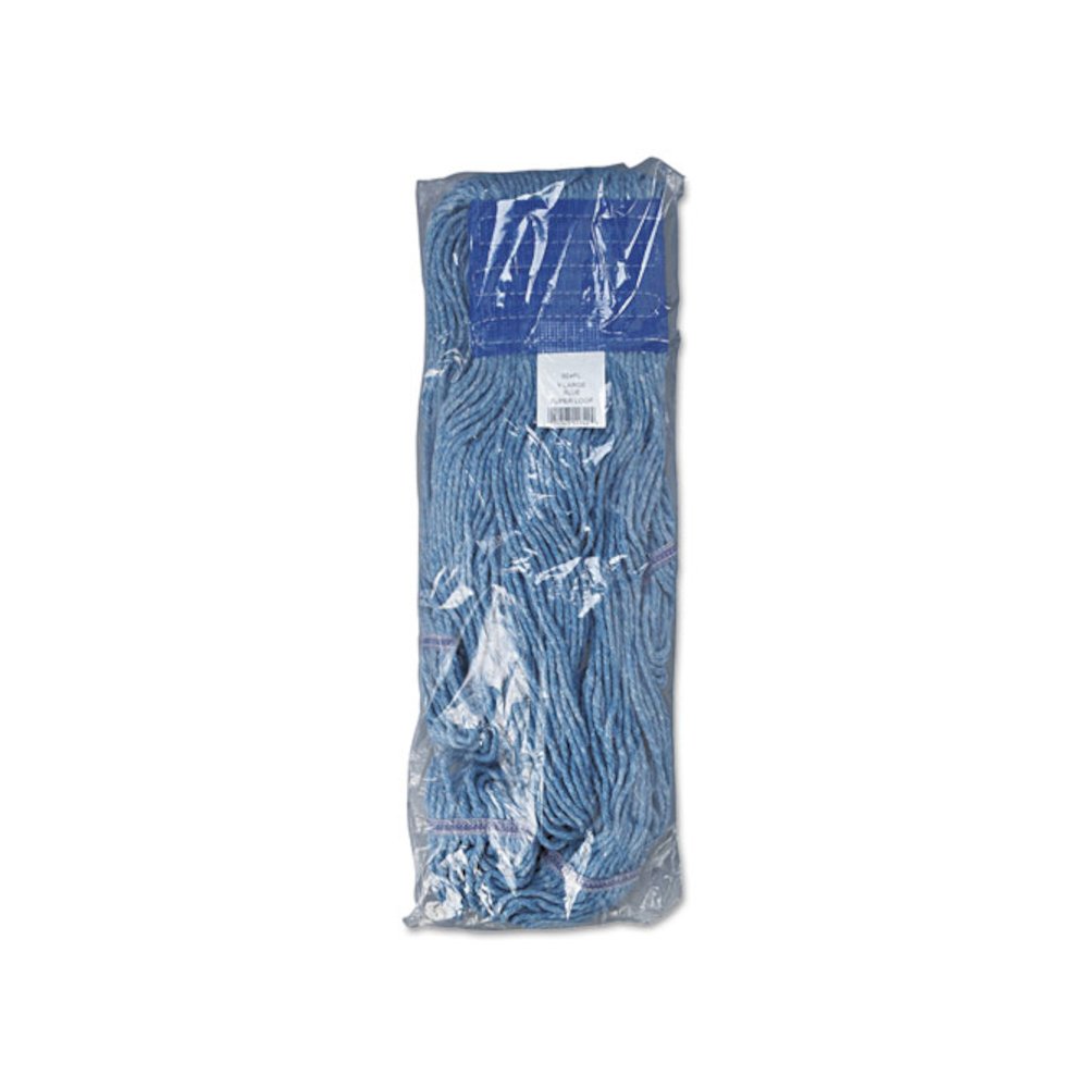 Super Loop Wet Mop Head, Cotton/Synthetic Fiber, 5" Headband, X-Large Size, Blue, 12/Carton. Picture 6