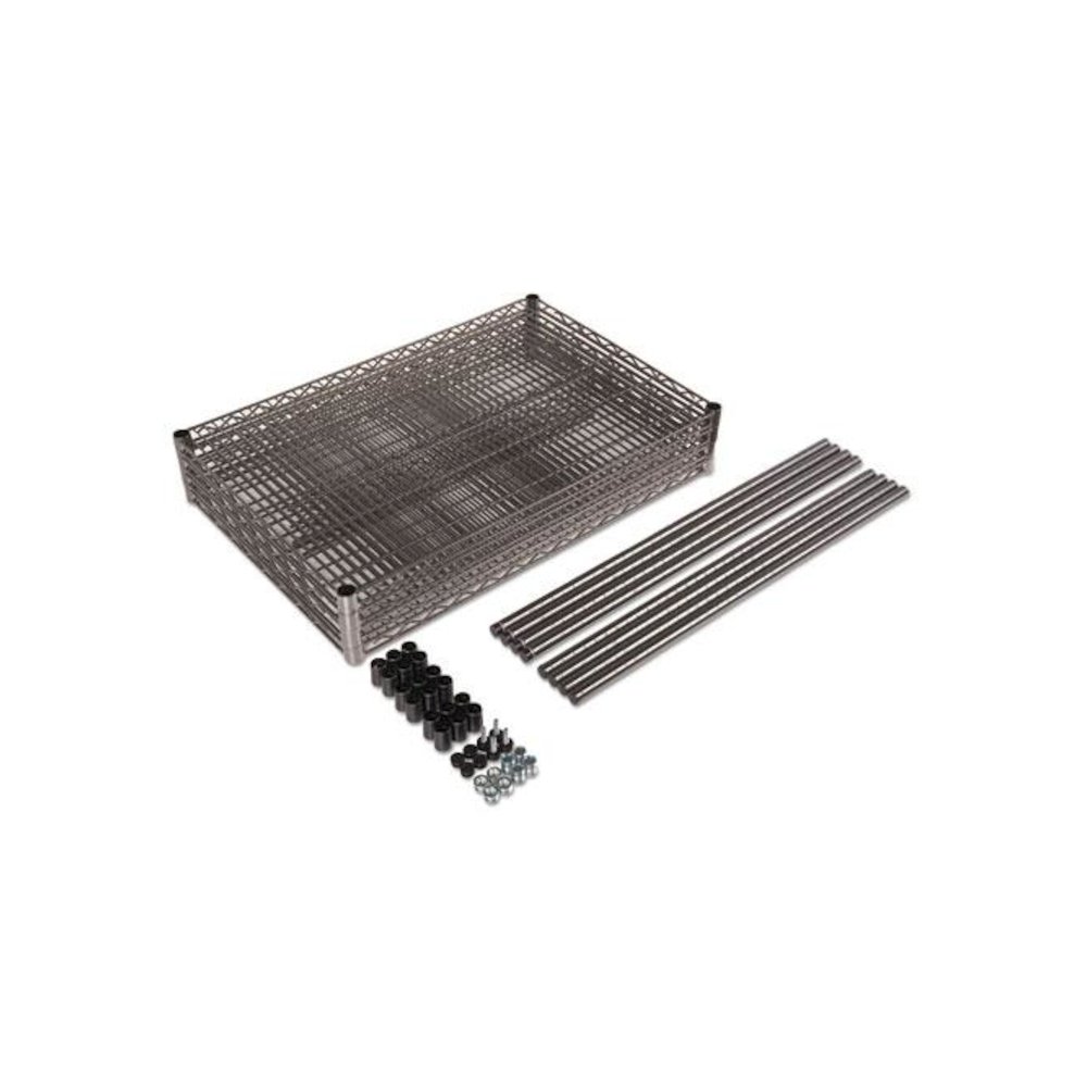 Wire Shelving Starter Kit, Four-Shelf, 36w x 24d x 72h, Black Anthracite. Picture 5