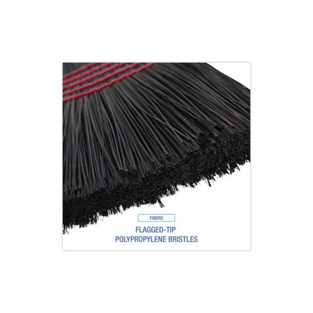 Flagged Tip Poly Bristle Janitor Brooms, 10 x 58.5, Wood Handle, Natural/Black, 12/Carton. Picture 10