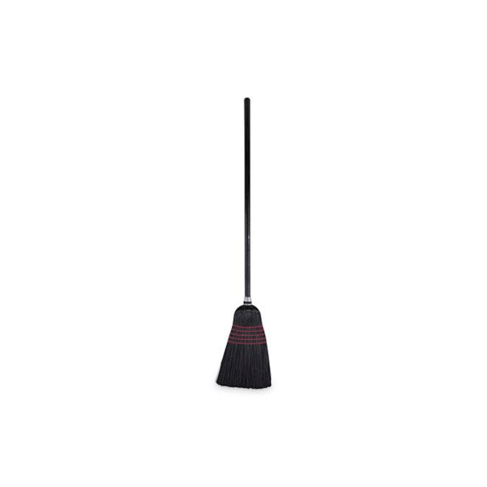 Flagged Tip Poly Bristle Janitor Brooms, 10 x 58.5, Wood Handle, Natural/Black, 12/Carton. Picture 7