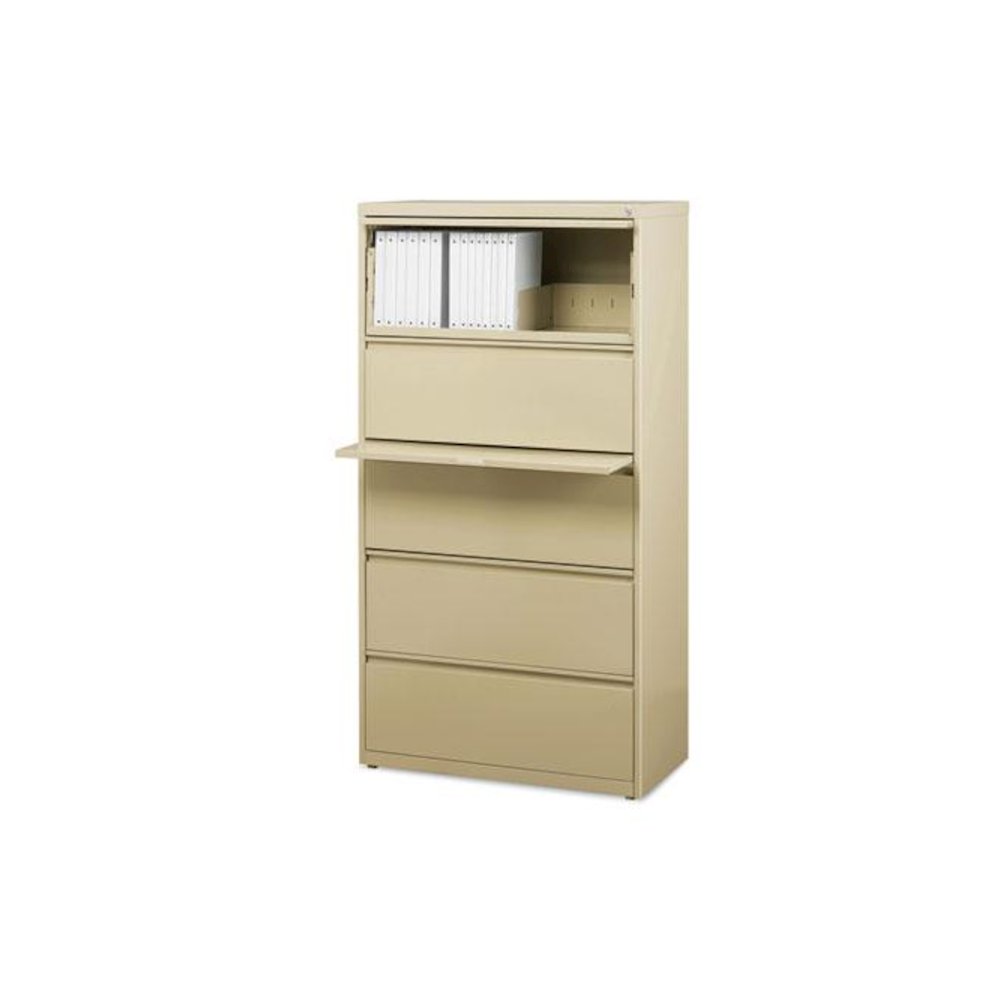 Lateral File, Five Legal/Letter/A4-Size File Drawers, 30" x 18.62" x 67.62", Putty. Picture 1