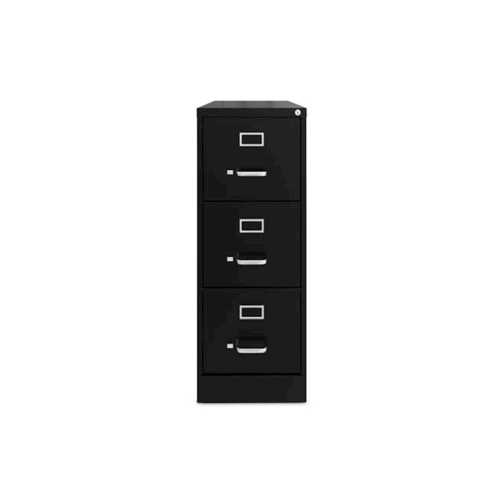 Three-Drawer Economy Vertical File, Letter-Size File Drawers, 15" x 22" x 40.19", Black. Picture 1