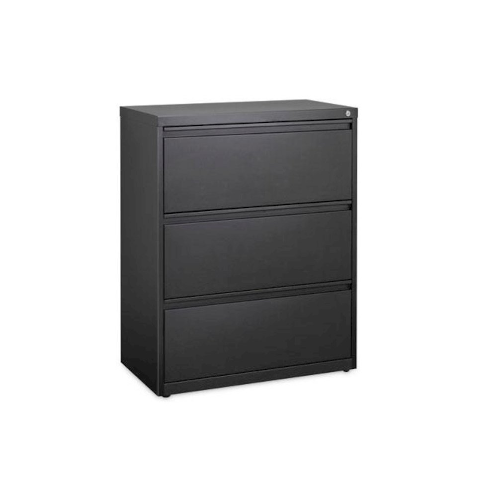 Lateral File, Three Legal/Letter/A4-Size File Drawers, 30" x 18.62" x 40.25", Black. Picture 2
