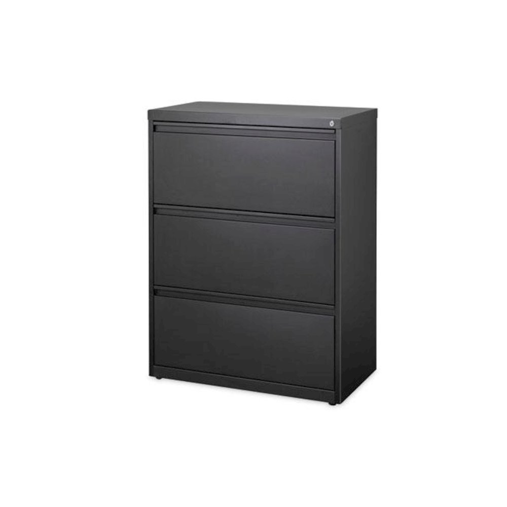 Lateral File, Three Legal/Letter/A4-Size File Drawers, 30" x 18.62" x 40.25", Black. Picture 1