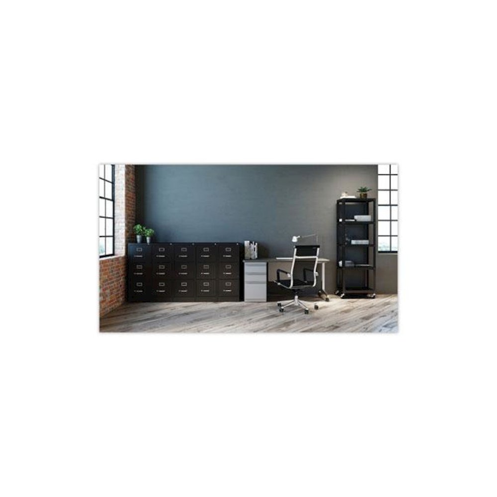 Three-Drawer Economy Vertical File, Letter-Size File Drawers, 15" x 22" x 40.19", Black. Picture 4