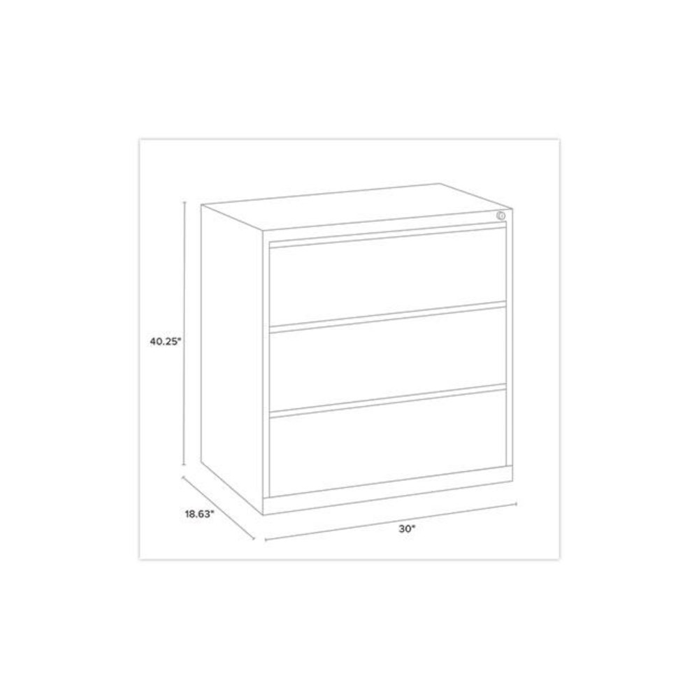Lateral File, Three Legal/Letter/A4-Size File Drawers, 30" x 18.62" x 40.25", Putty. Picture 3