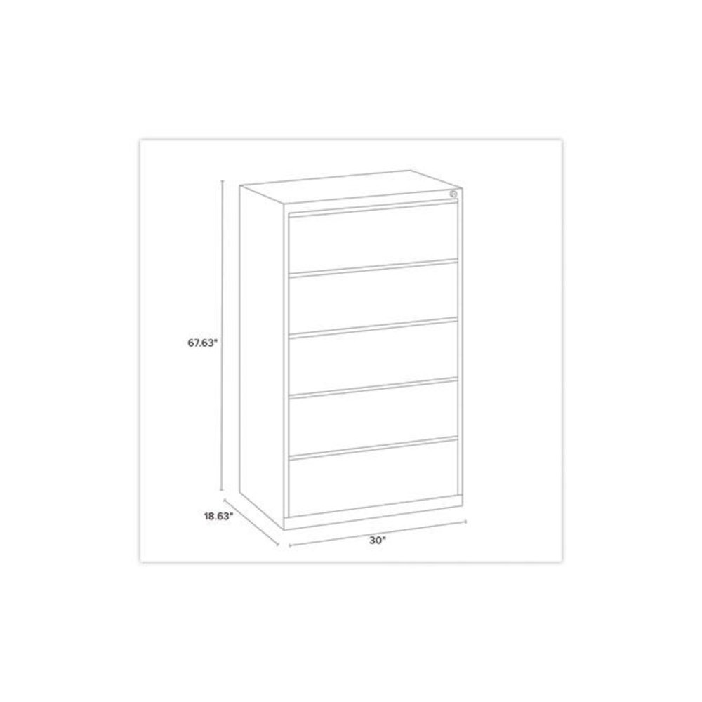 Lateral File, Five Legal/Letter/A4-Size File Drawers, 30" x 18.62" x 67.62", Putty. Picture 3