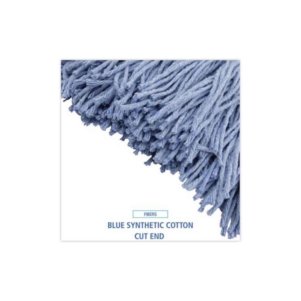 Mop Head, Standard Head, Cotton/Synthetic Fiber, Cut-End, #24, Blue, 12/Carton. Picture 13