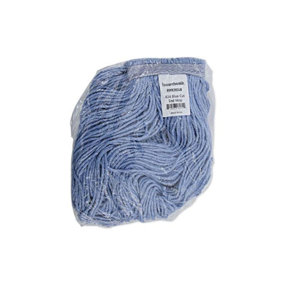 Mop Head, Standard Head, Cotton/Synthetic Fiber, Cut-End, #24, Blue, 12/Carton. Picture 16