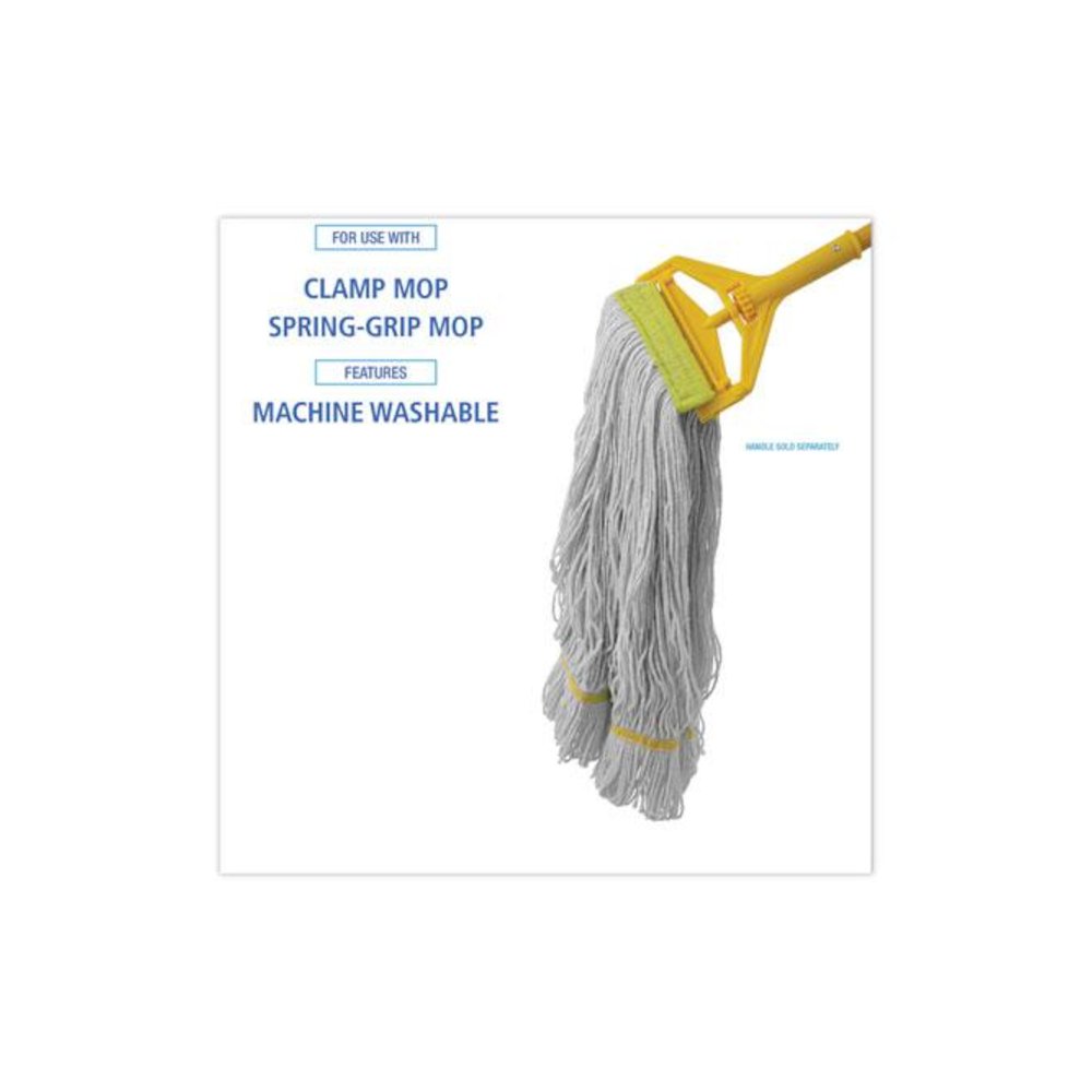 Super Loop Wet Mop Head, Cotton/Synthetic Fiber, 5" Headband, Small Size, White, 12/Carton. Picture 12