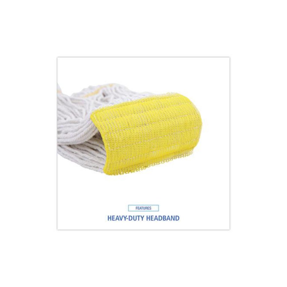 Super Loop Wet Mop Head, Cotton/Synthetic Fiber, 5" Headband, Small Size, White, 12/Carton. Picture 15