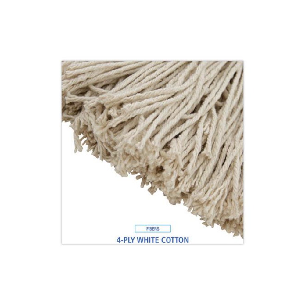 Mop Head, Economical Lie-Flat Head, Cotton Fiber, 20 oz, White, 12/Carton. Picture 13