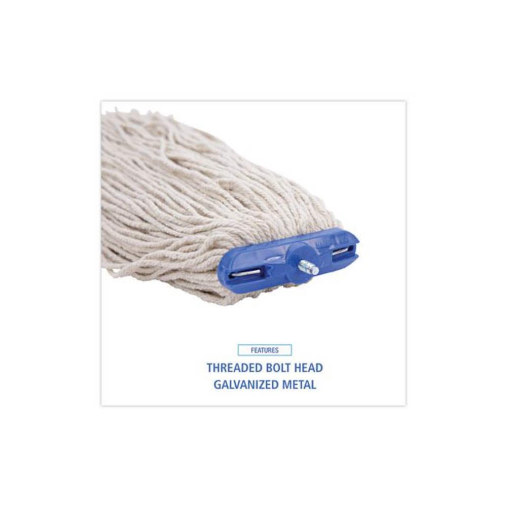 Mop Head, Economical Lie-Flat Head, Cotton Fiber, 20 oz, White, 12/Carton. Picture 15