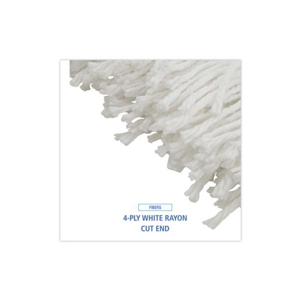 Mop Head, Economical Lie-Flat Head, Rayon Fiber, 20 oz, White, 12/Carton. Picture 13